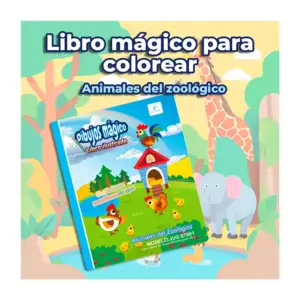 Libro mágico reutilizable con dibujos ilustrados de animales del zool…