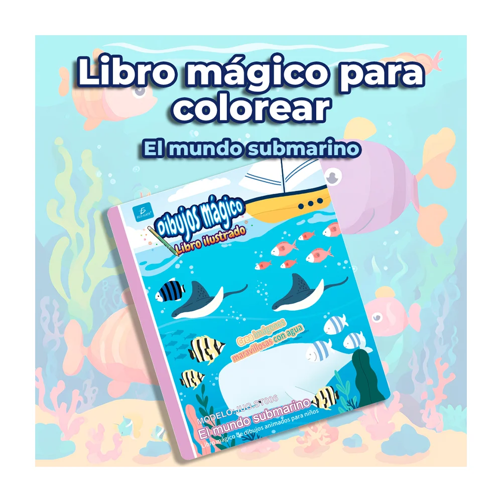 Libro mágico reutilizable con dibujos ilustrados de el mundo submarin…