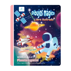 Libro mágico reutilizable con dibujos ilustrados de planeta espacial …