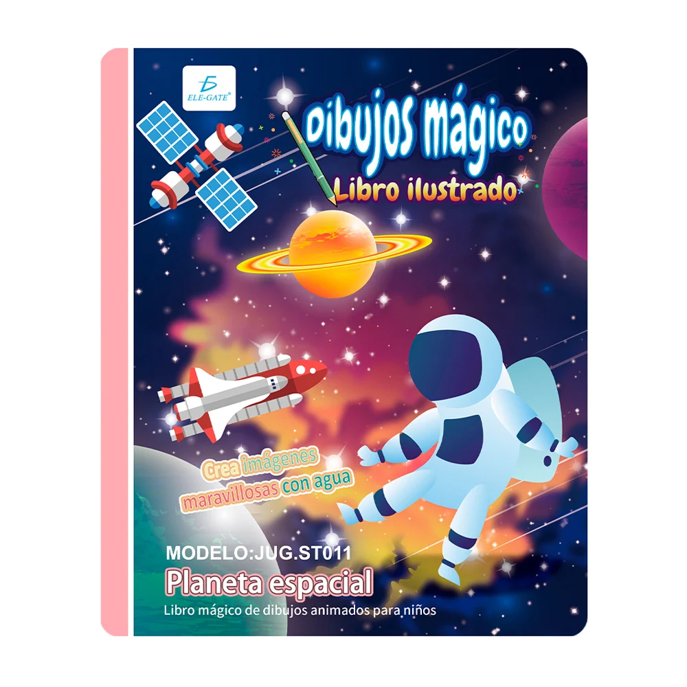 Libro mágico reutilizable con dibujos ilustrados de planeta espacial …