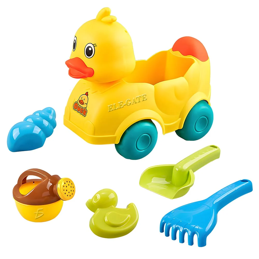 Set de playa con 5 piezas carro en forma de pato, regadera, 2 palas y…