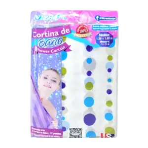 Cortina de baño con aros plásticos y estampado de puntos, variedad de…