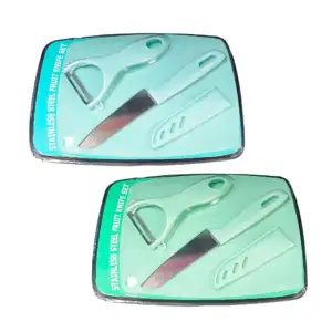 Set de 3 piezas tabla, pelador y cuchillo con protector, variedad de …