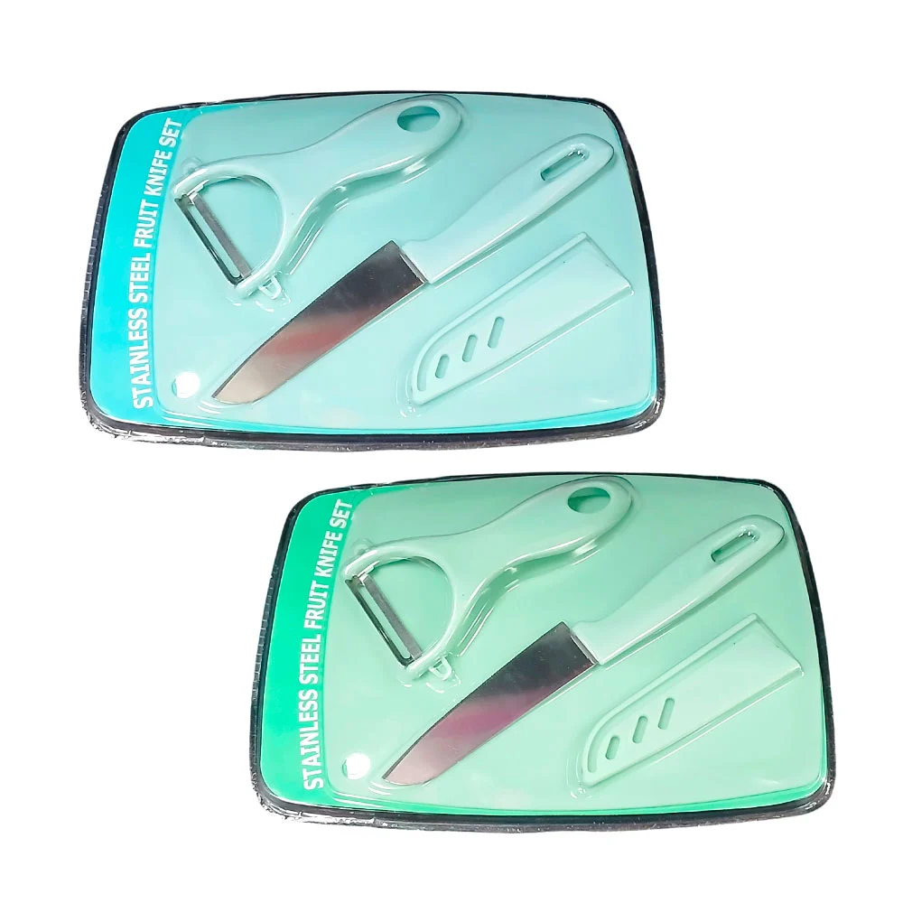 Set de 3 piezas tabla, pelador y cuchillo con protector, variedad de …