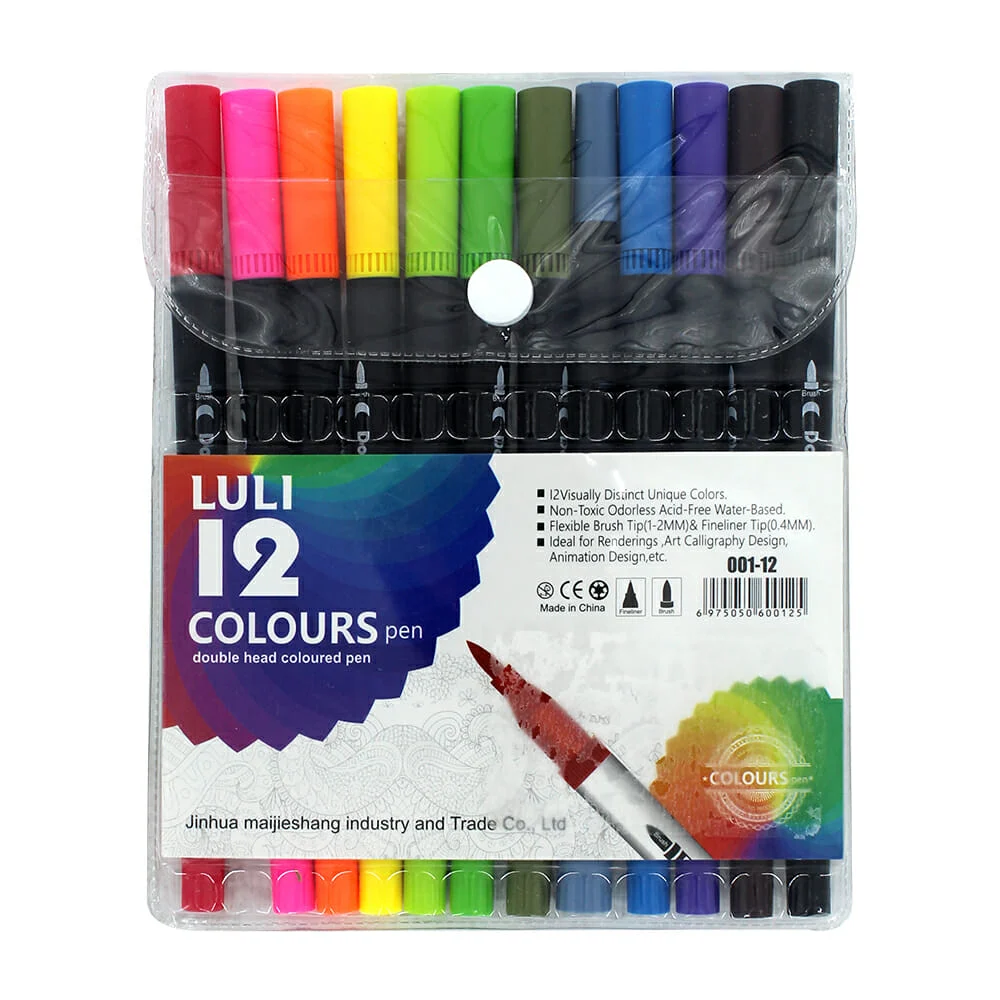 Paquete con 12 plumones de colores con doble punta, double head / 001…