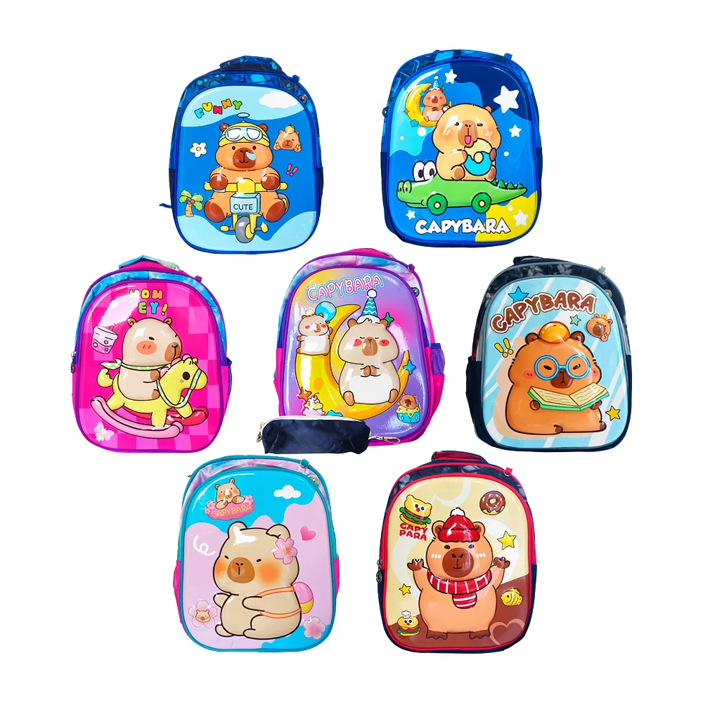 Mochila infantil, 2 compartimentos, concha dura plástica de capibara …