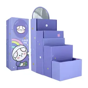 Estuche lapicera rectangular de 4 compartimentos con espejo, variedad…