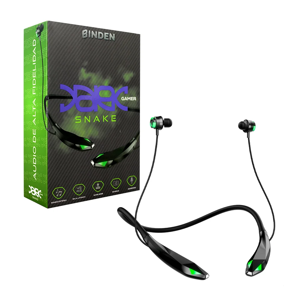 Audífonos inalámbricos gamer binden con micrófono y diseño de serpien…