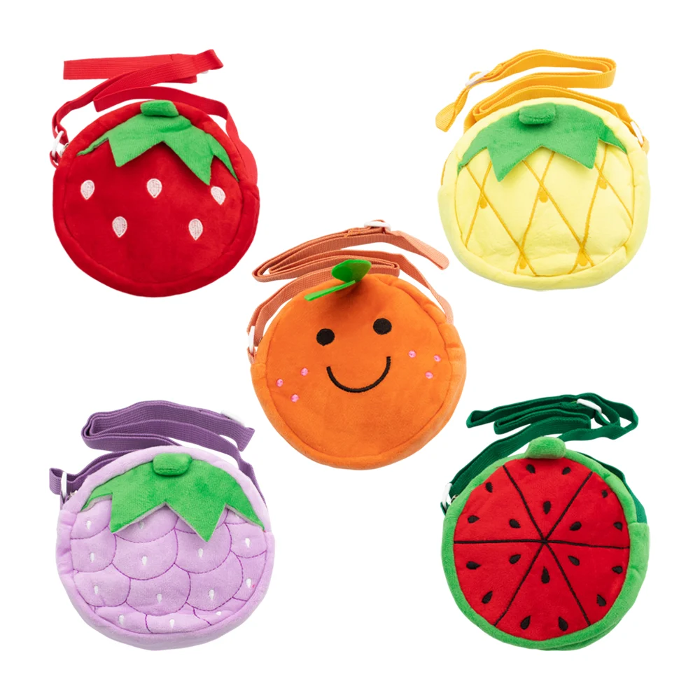 Bolsa pequeña redonda afelpada con diseño y estampado de fruta con as…