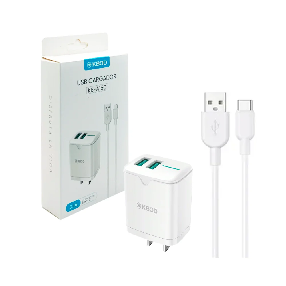 Combo cargador kbod, con cubo cargador de doble entrada usb y cable d…