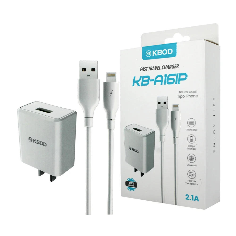 Combo cargador de carga rápida con puerto usb, cable tipo lightning y…