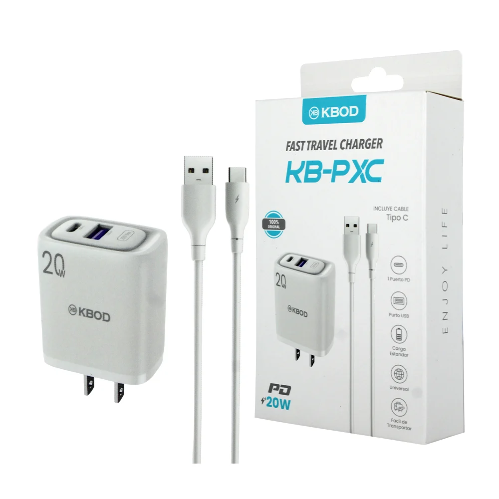 Combo cargador de carga rápida con puerto usb y tipo c + cable tipo c y ...