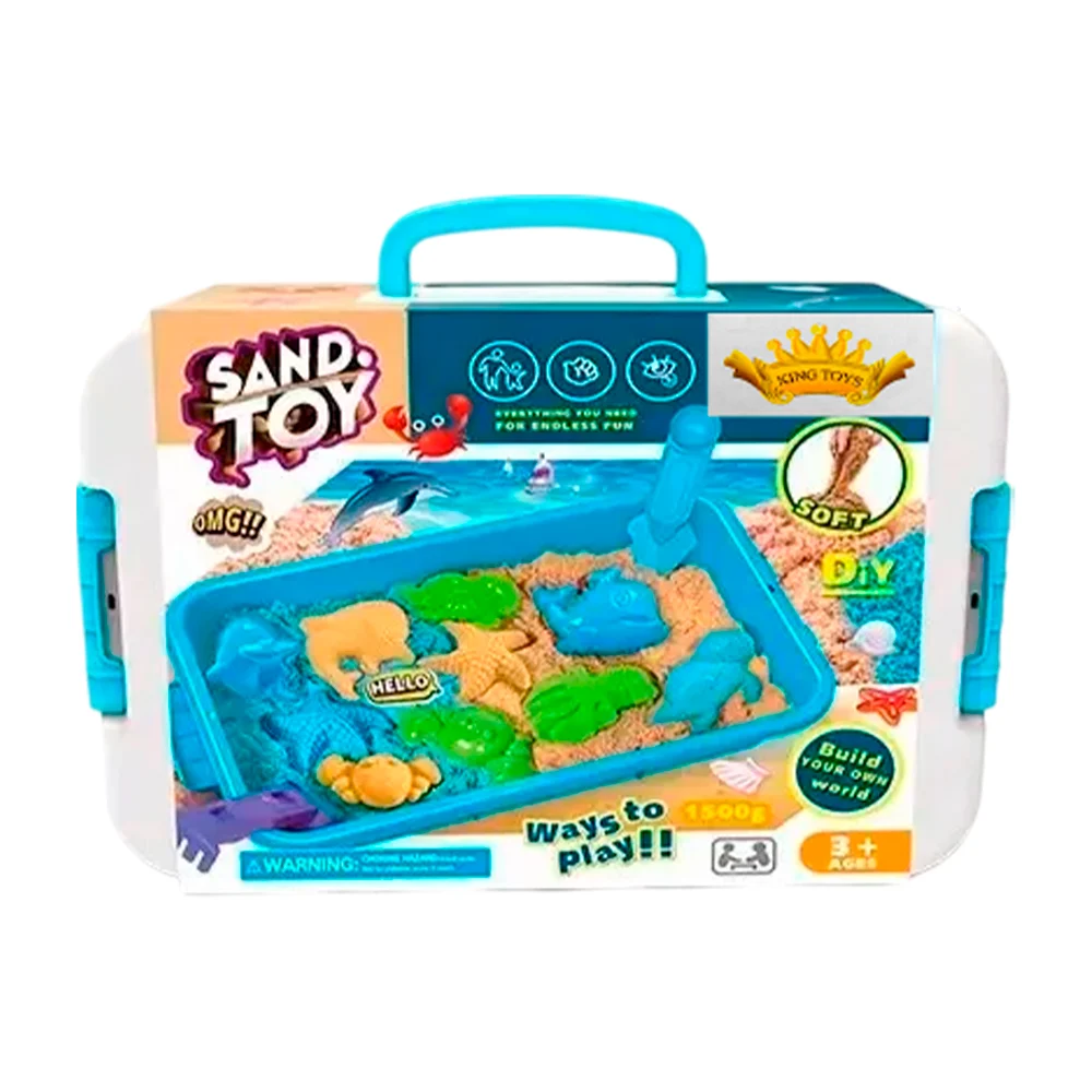 Set de arena mágica moldeable con bandeja, moldes de animales marinos + accesorios, 1500g / sand toy