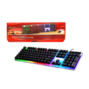 Teclado alámbrico de membrana con luz rgb con conexión usb, teclas er…
