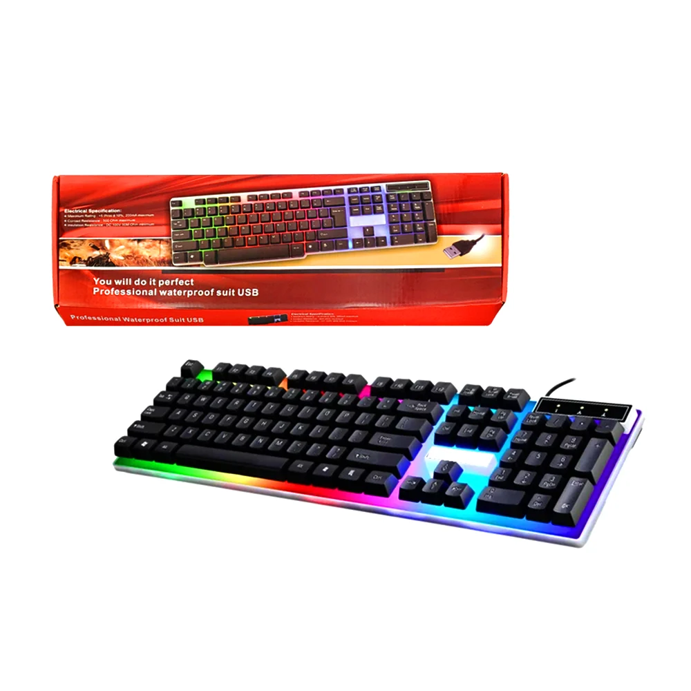 Teclado alámbrico de membrana con luz rgb con conexión usb, teclas er…