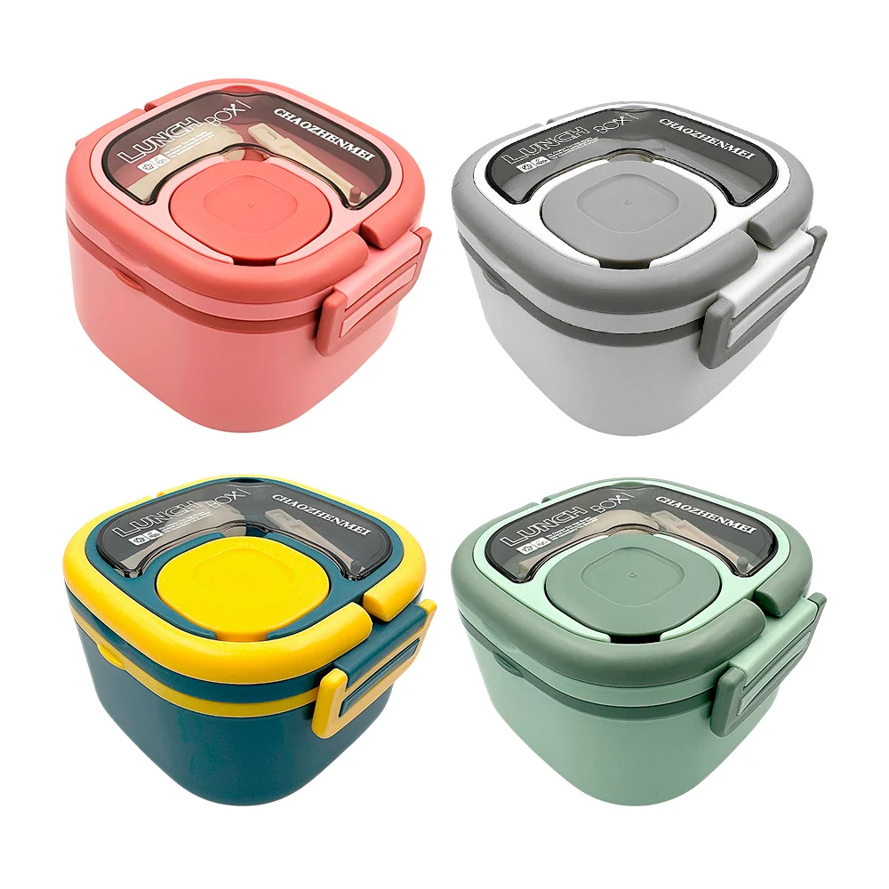 Tupper cuadrado lunch box con mini recipiente y cubierto, variedad de…