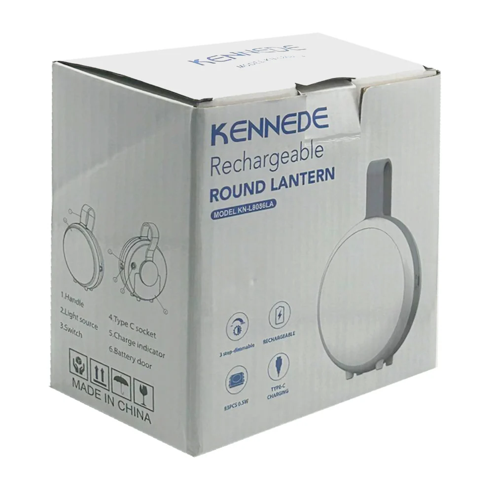 Lámpara redonda led recargable portátil con indicador de carga / kenn…