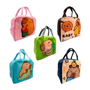 Lonchera térmica con estampado de capibara, variedad de diseños y col…