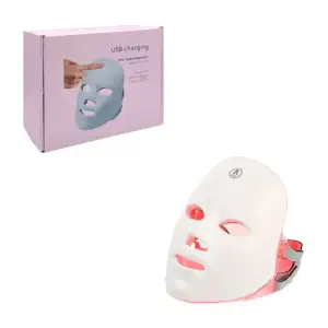 Máscara facial led para tratamiento de fototerapia con carga usb / us…