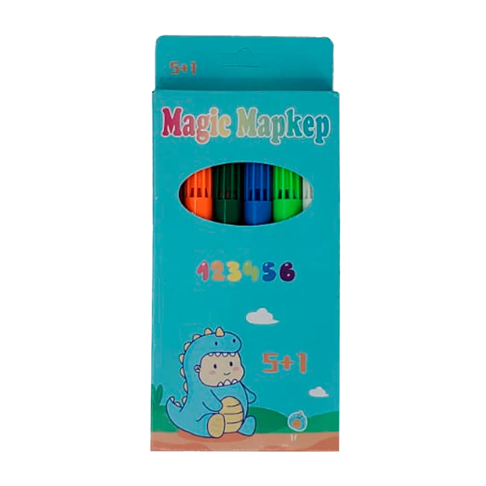 Paquete con 6 marcadores plumones de punta media con diversos colores…