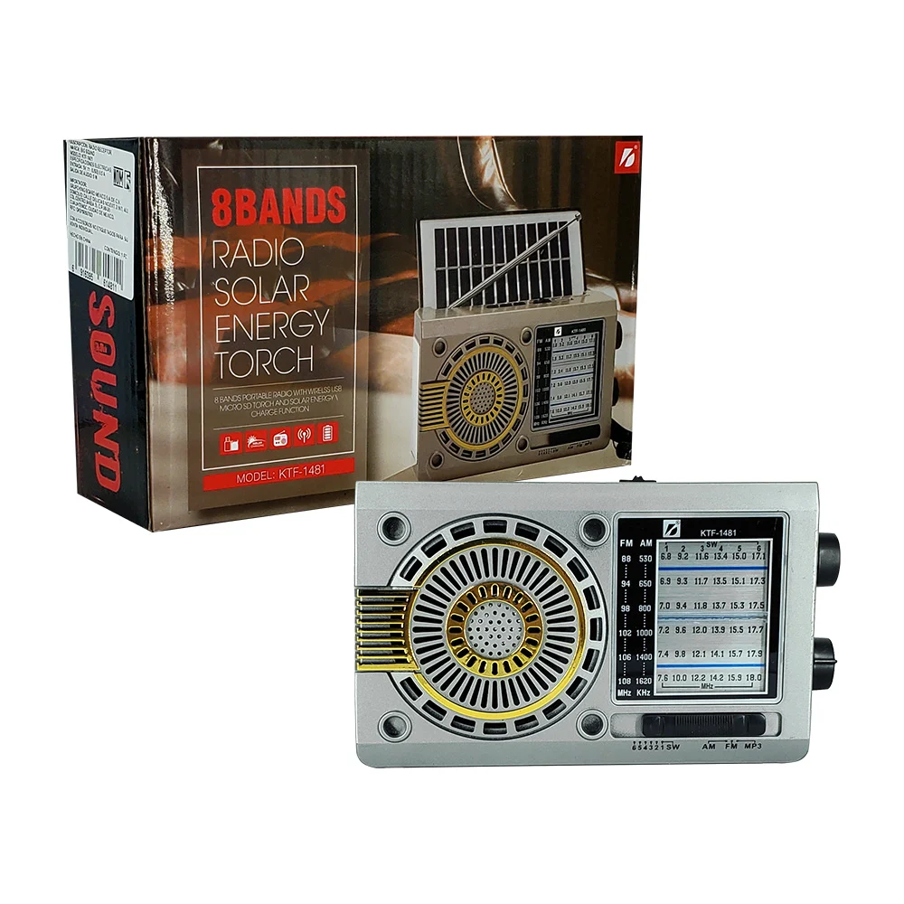 Radio de 3 pulgadas con ranuras usb-tf, panel solar y linterna / 8 ba…