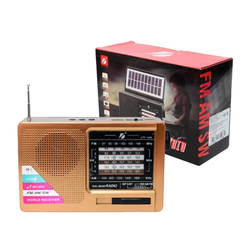 Radio bluetooth con puerto usb-tf, panel solar, 5w / full bands radio…