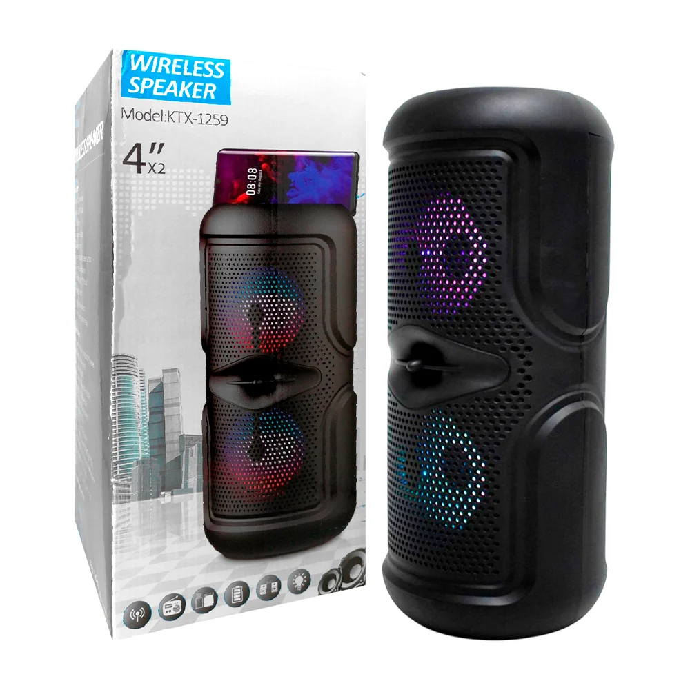 Bocina bluetooth de 8 pulgadas con doble amplificador y luces rgb + r…