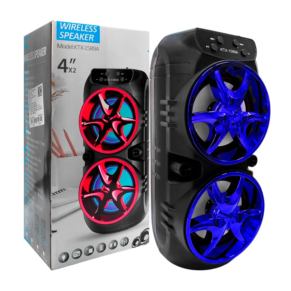 Bocina bluetooth de 4x2 pulgadas con radio fm, puerto usb-tf, y luces…