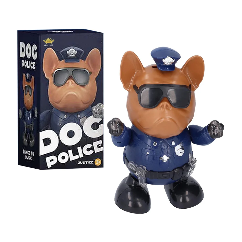 Juguete bailarín en forma de perro con traje de policía, música y show de luces / dog pólice / kx211442