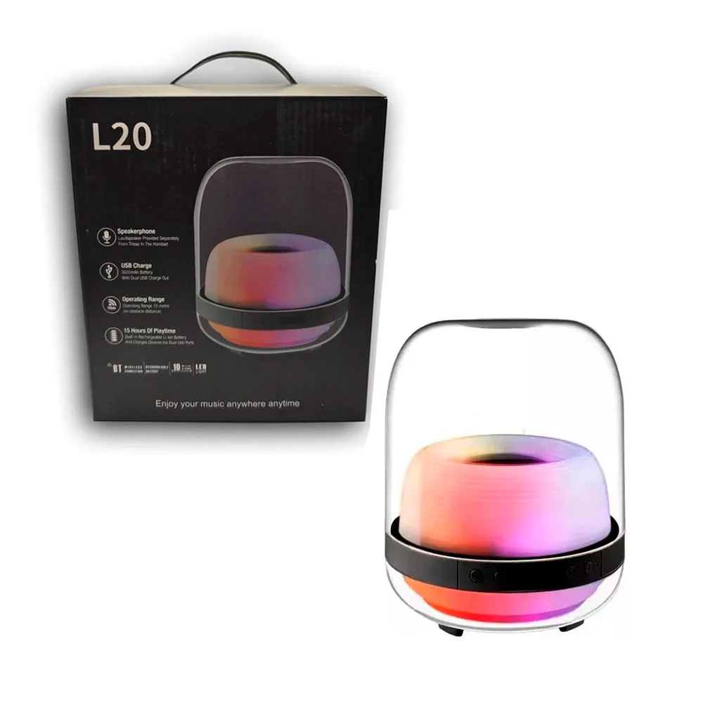 Bocina cilíndrica bluetooth pequeña de sonido 360, diseño transparent…