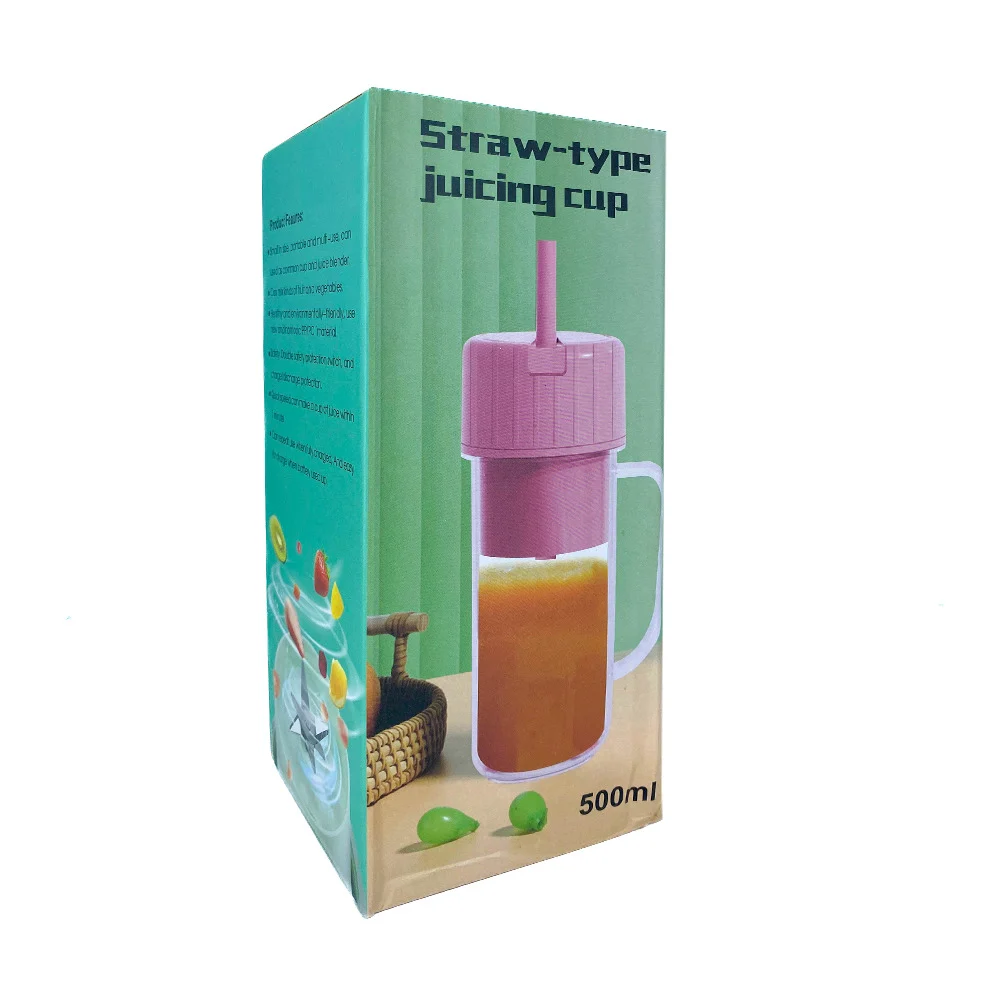 Vaso licuadora portátil juicing cup 500ml con agarradera y popote, va…