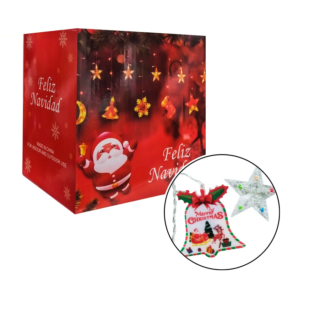 Serie de luces led feliz navidad 5 figuras con forma de campanas navi…