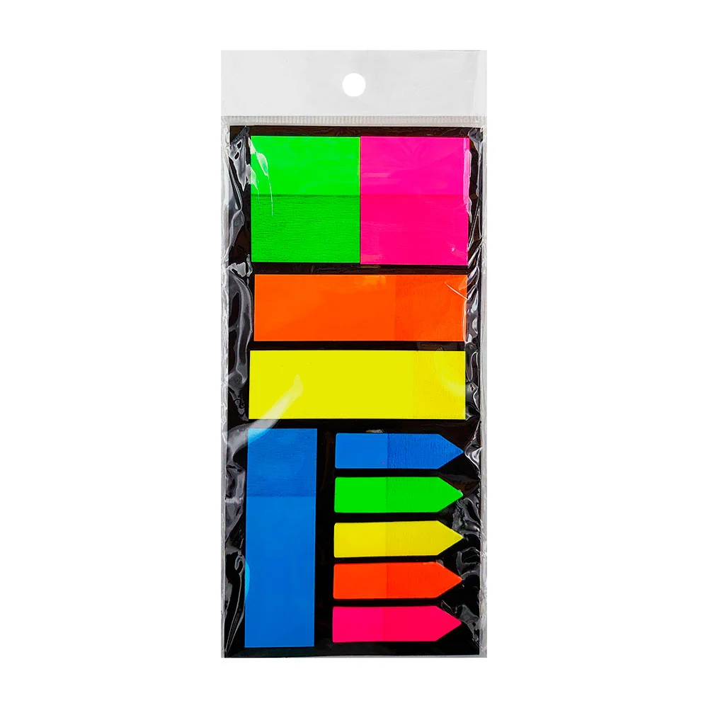 Paquete con 10 post it en colores neón en variedad de formas, varieda…
