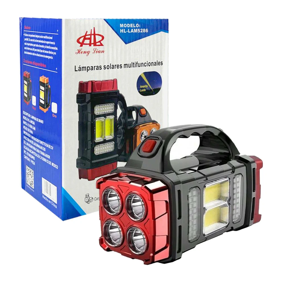Lámpara linterna recargable portátil multifuncional con panel solar, …