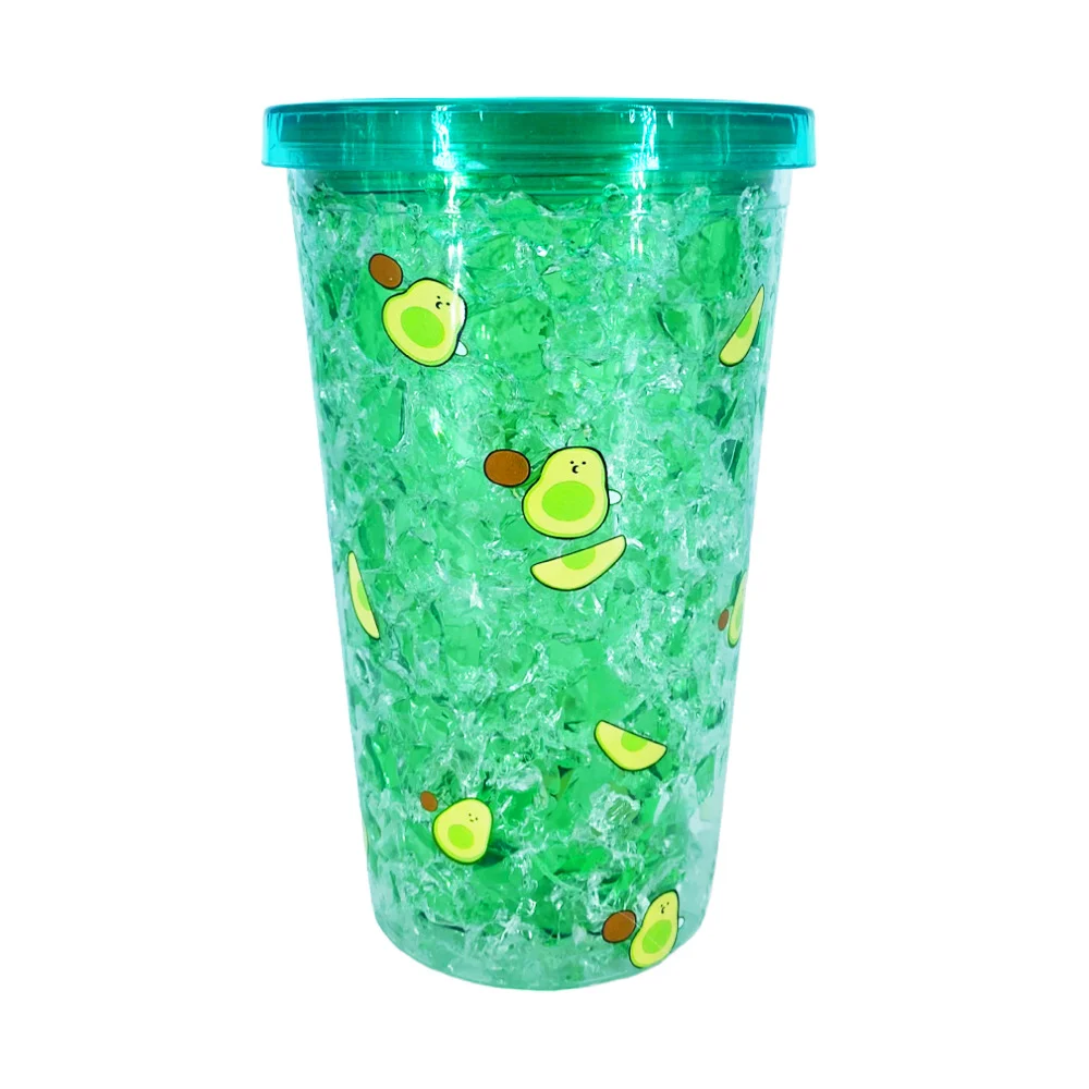 Vaso de acrílico efecto hielo con estampado de aguacate + tapa / lb70…