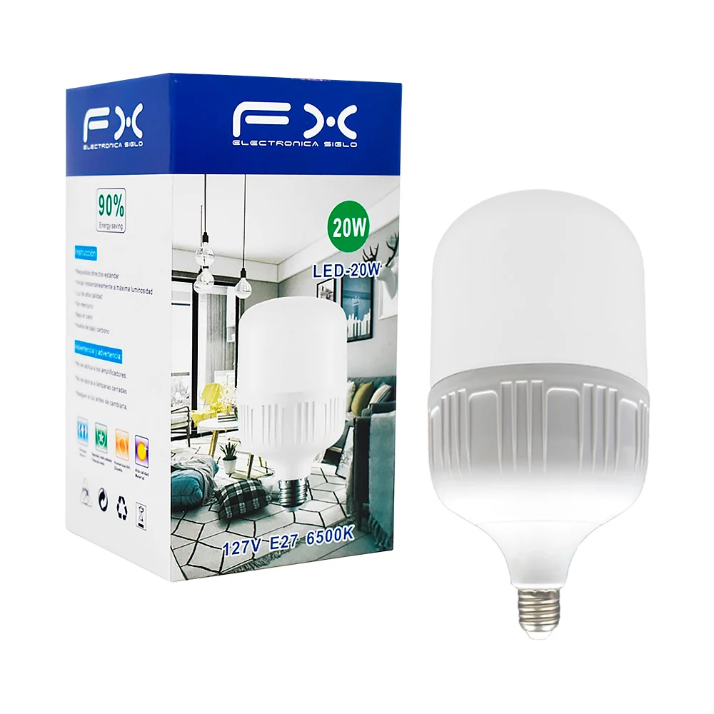 Foco bombillo led ahorrador fx de 20w, 127v, 6500k / led-20w