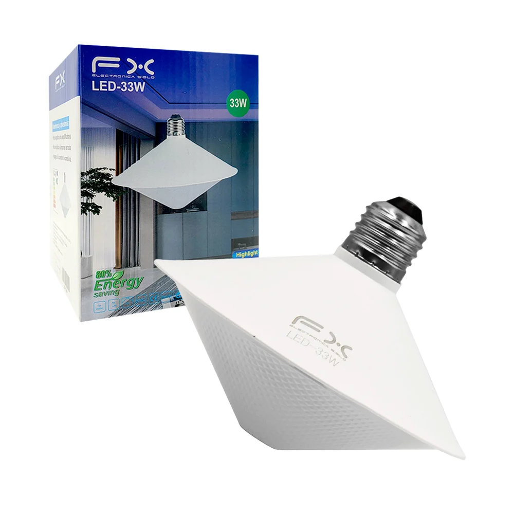 Foco led ahorrador fx en forma triangular con tapa, 33w / led-33w