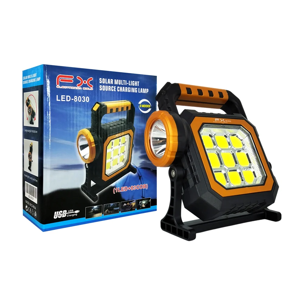 Lámpara de emergencia portátil con reflector, panel solar, carga sub …
