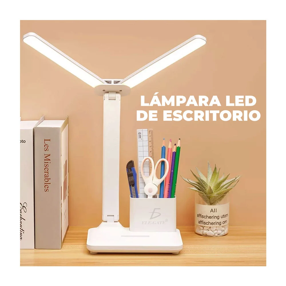 Lámpara led de escritorio con doble cabeza en 3 modos de color y dife…