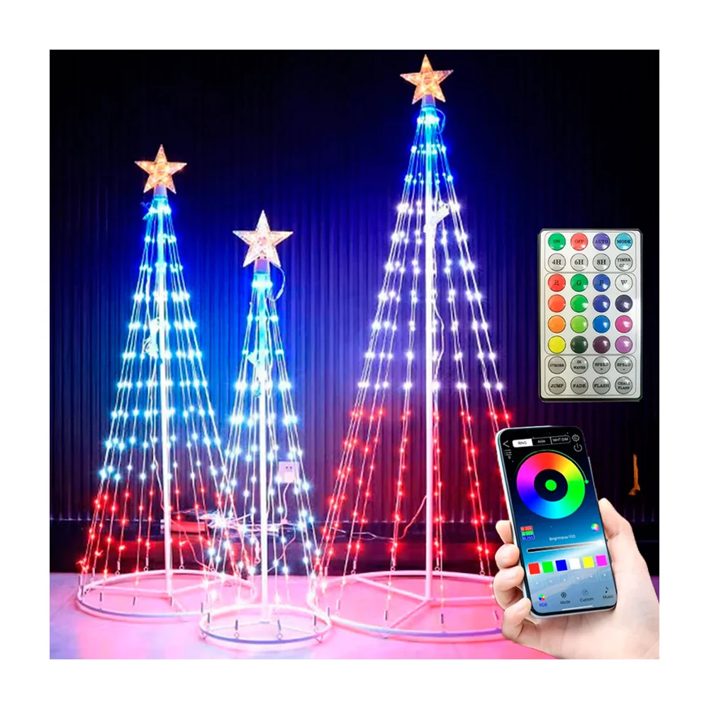 Árbol de navidad artificial preiluminado de 150 cm con luces rgb, var…