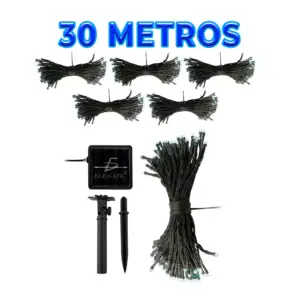 Serie de cable verde con 300 luces navideñas de 30m en tono multicolo…