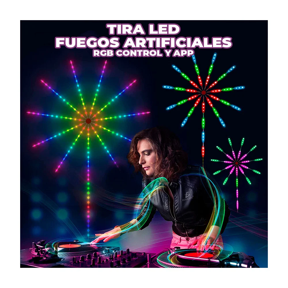 Tira de luces led de fuegos artificiales inteligentes para interiores…