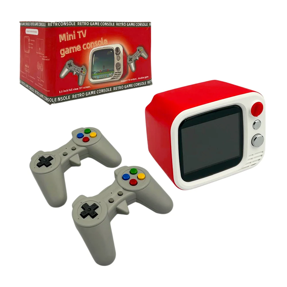 Consola de juegos retro con forma de mini tv de 3.5 pulgadas y 2 cont…