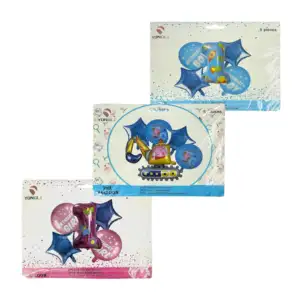 Set con 5 globos metálicos de feliz cumpleaños y diseño, variedad de …
