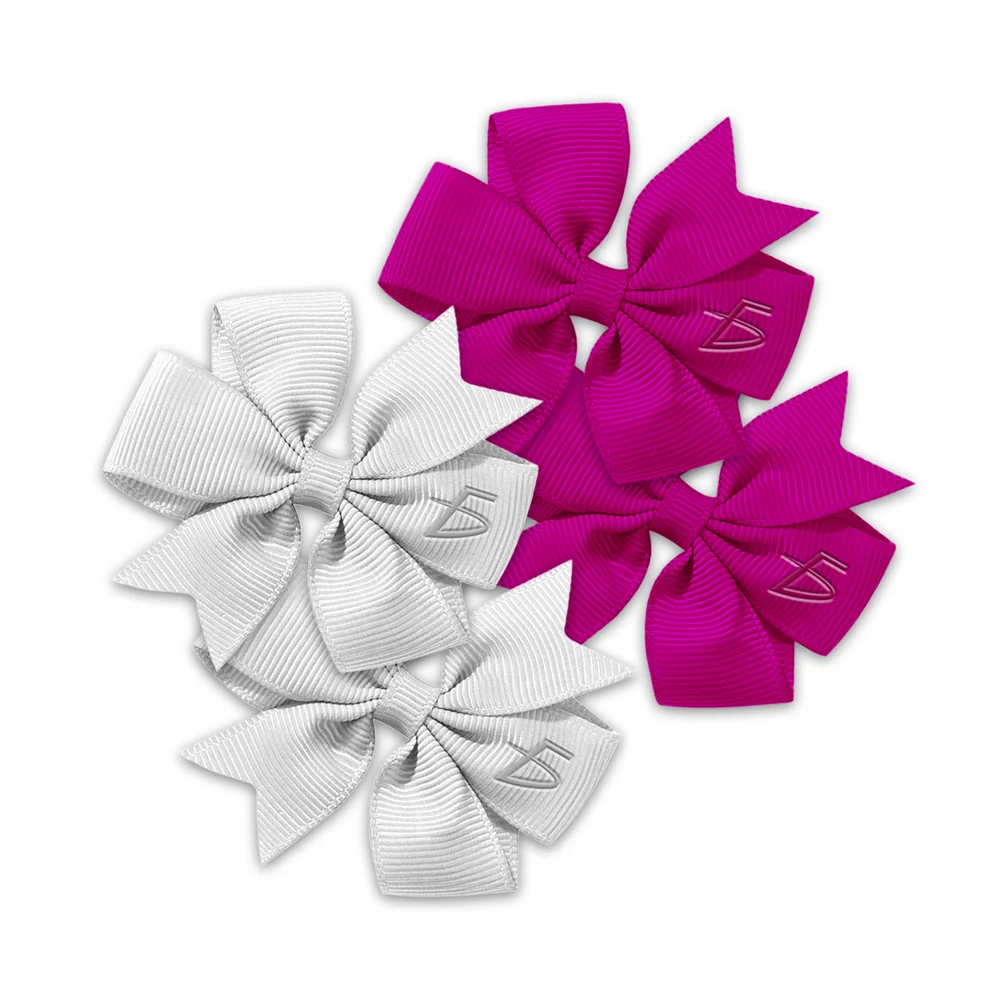 Paquete con 4 moños pequeños de tela, variedad de colores