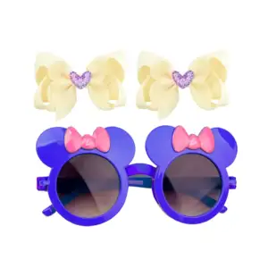 Juego de 2 moños pequeños + lentes en forma de orejas de ratón, varie…
