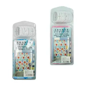 Cortina de baño con diseño estampado, ganchos para colgar, plastifica…