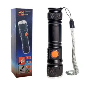 1pza Linterna de mano, cilíndrica, recargable de luz blanca, con 3 mo…