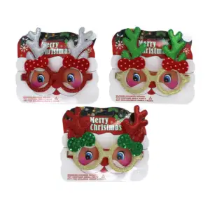 1pza Lentes para fiesta navideña con cuernos de reno y diamantina, va…