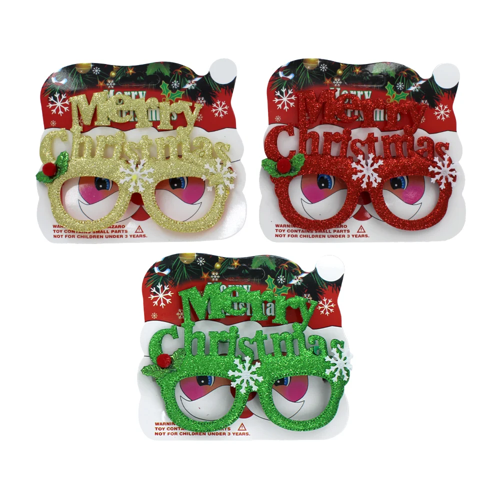 1pza Lentes para fiesta navideña con diamantina y letrero merry chris…